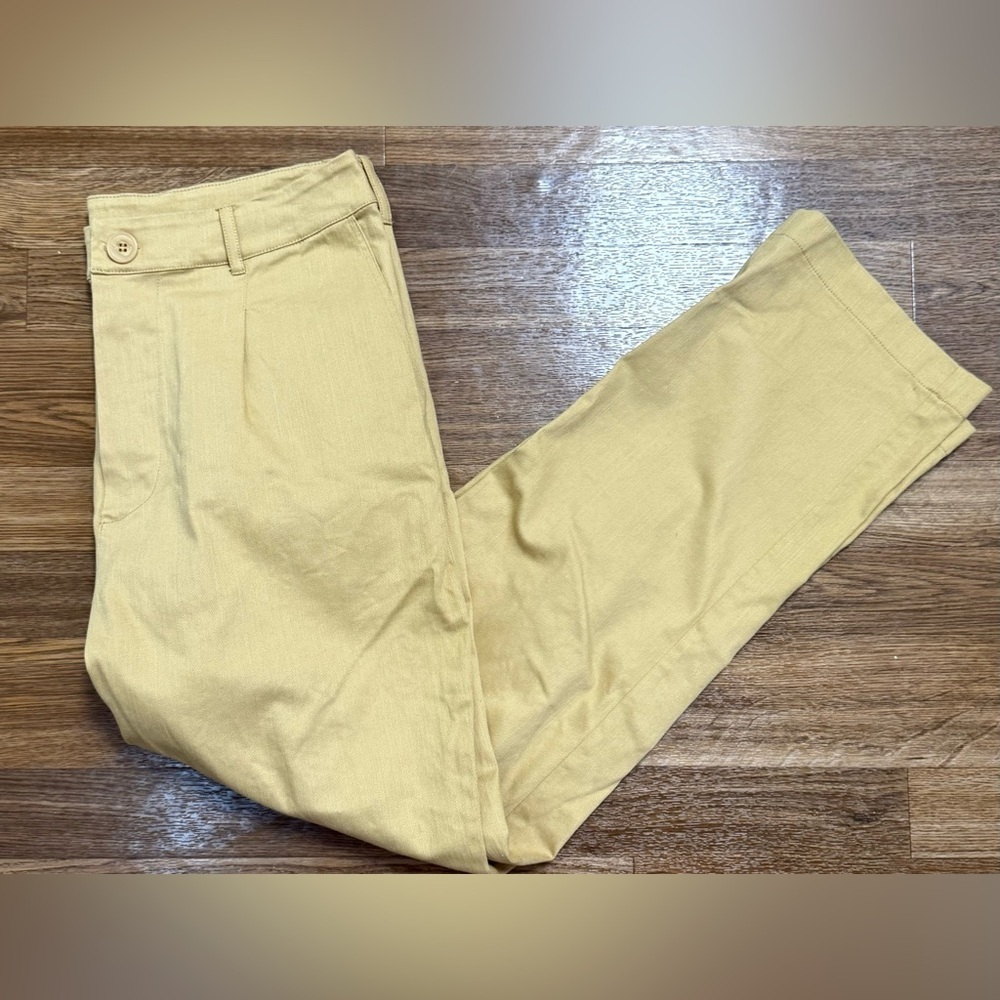 For Days Organic Cotton High Waist Mustard Yellow Preppy Casual Pants L Euc — image 5 of 8
